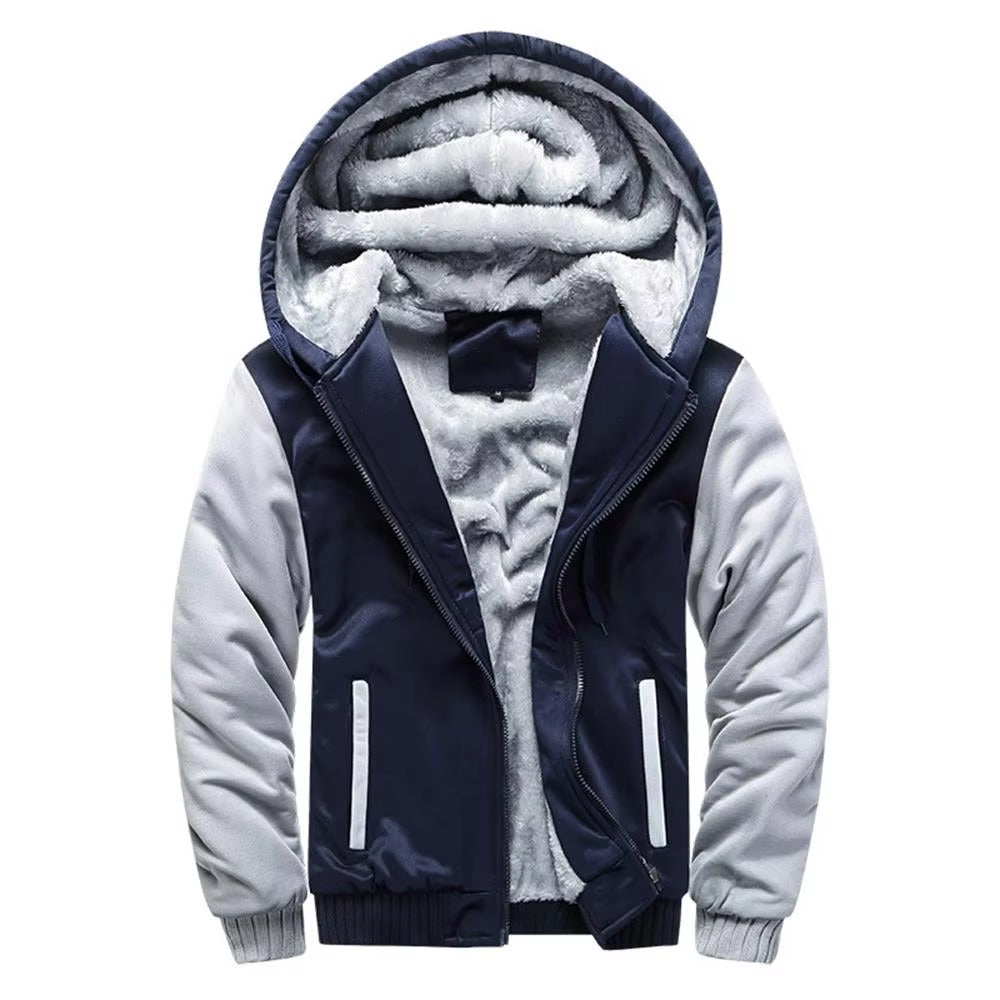 Mens Zipped Up Hoodie With Inner Winter Lining Layered