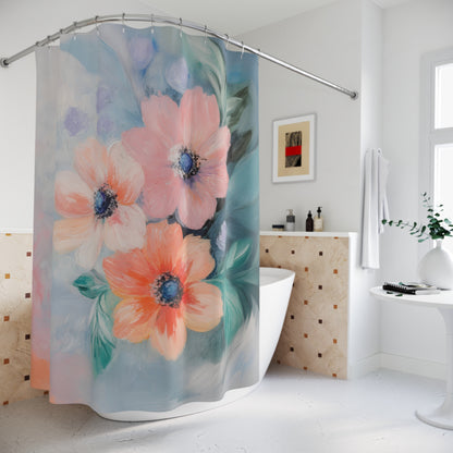 Soft Floral Print Shower Curtain