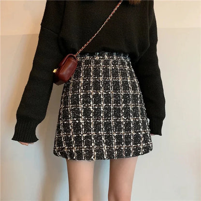 Womens Fall and Winter Plaid Skirt