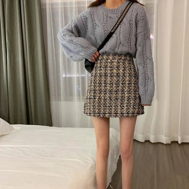 Womens Fall and Winter Plaid Skirt