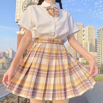 Girls Anime Theme Checkered Skirt