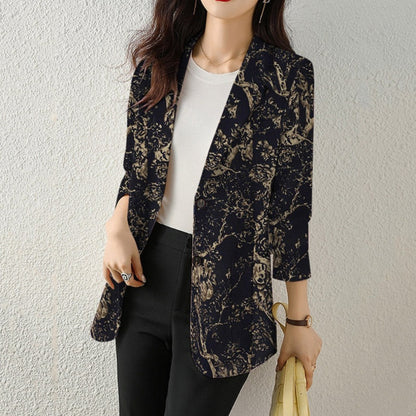 Womens Long Sleeve  Dual Buttons Floral Blazer