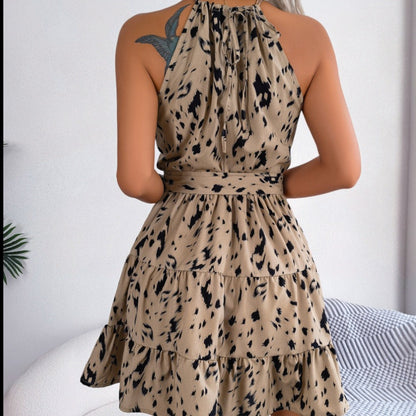 Womens Leopard Print Sleeveless Dress