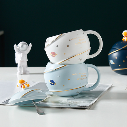 500ML Space Cartoon Coffee Mug with Lid