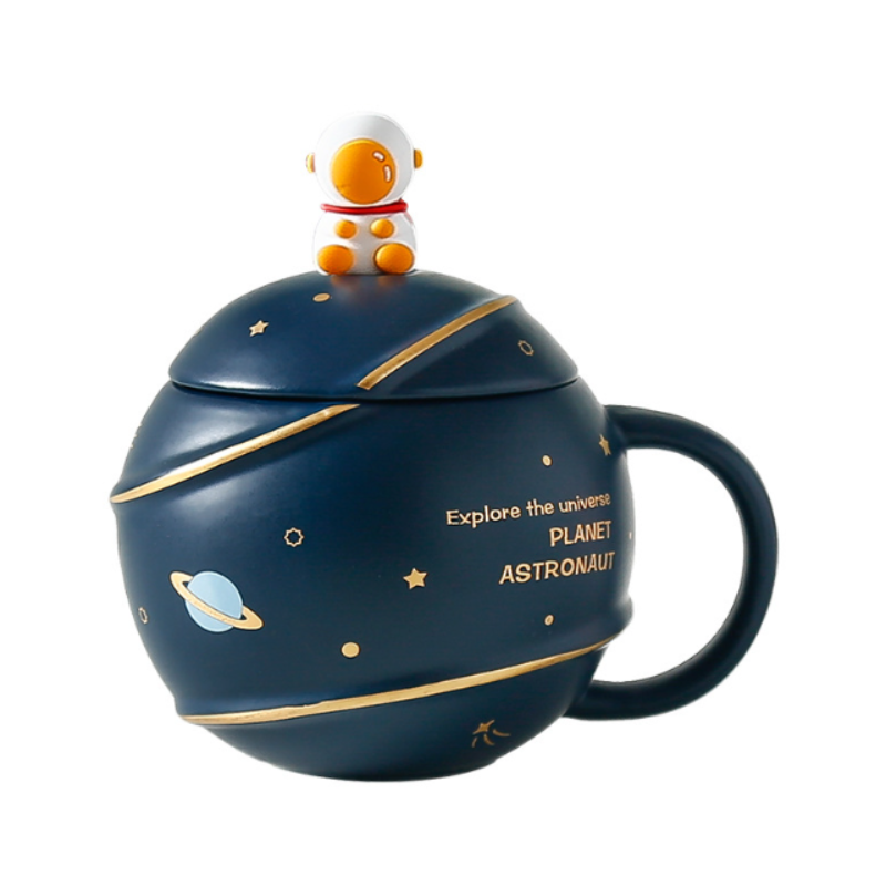 500ML Space Cartoon Coffee Mug with Lid