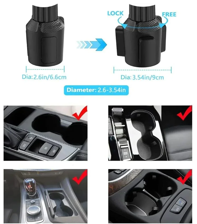 Rotatable Twin Car Cup Holders with Food Tray