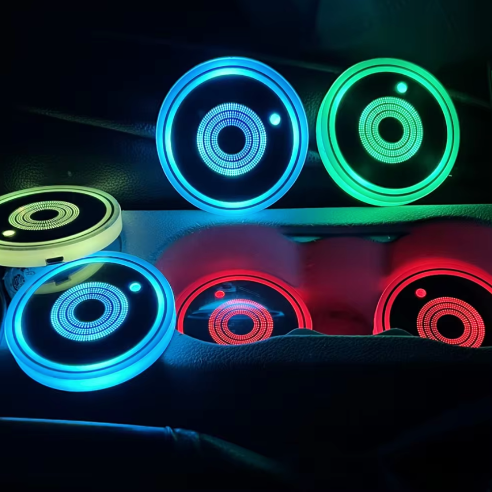 7 Colors LED Car Cup Lights 2 PCS Set