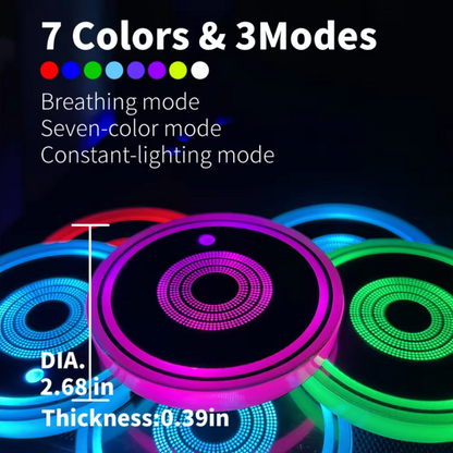 7 Colors LED Car Cup Lights 2 PCS Set