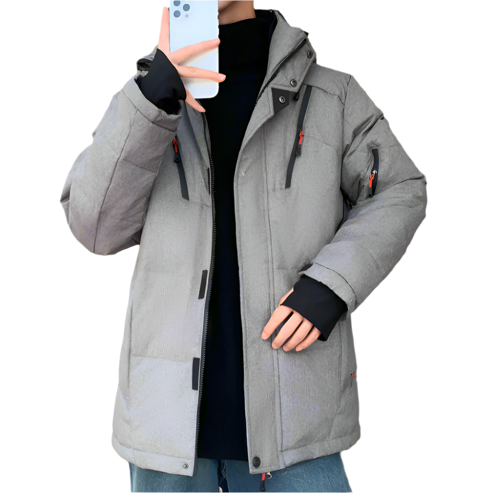 Mens High Collar Puffer Jacket With Removable Hood