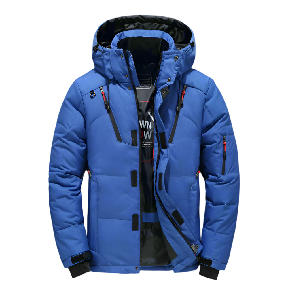 Mens High Collar Puffer Jacket With Removable Hood