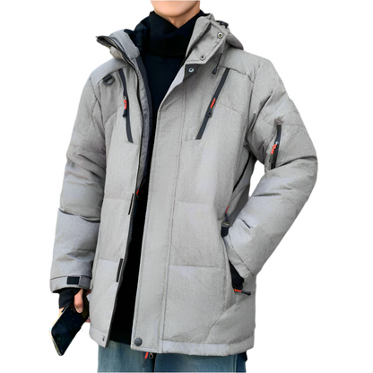 Mens High Collar Puffer Jacket With Removable Hood