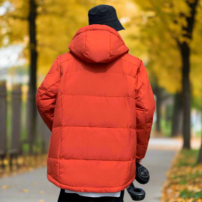 Mens High Collar Puffer Jacket With Removable Hood