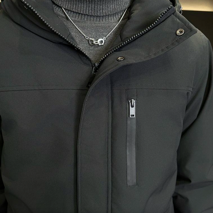 Mens Mid Length Windproof Hooded Jacket