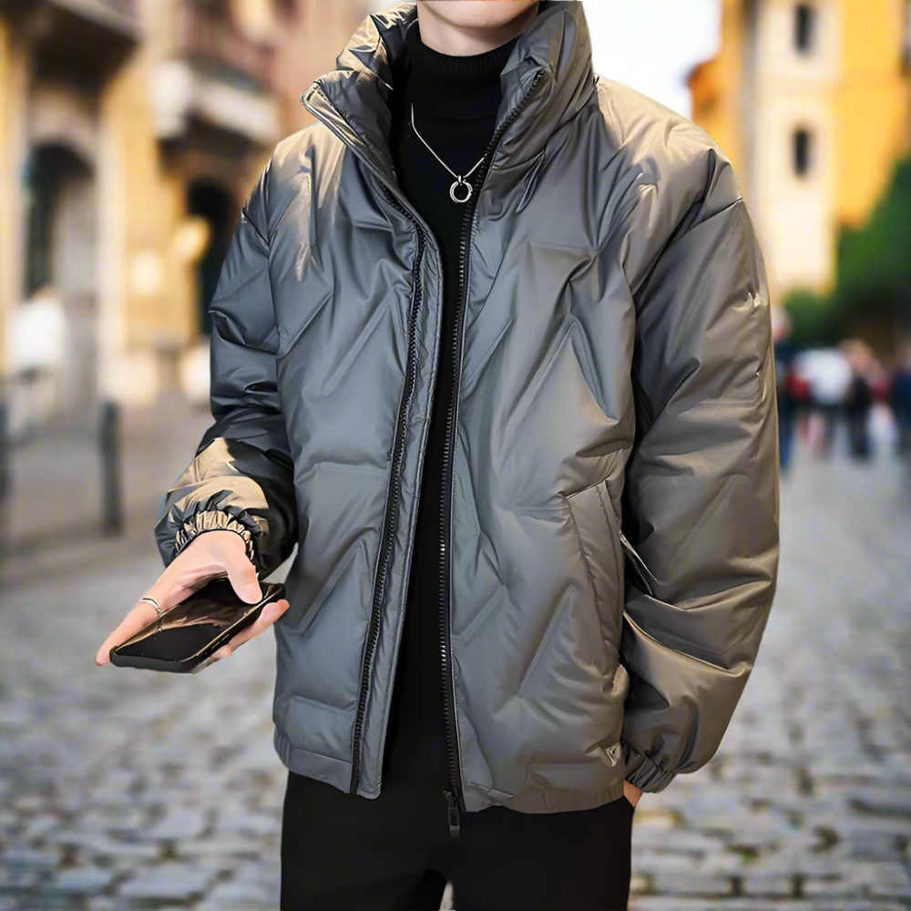 Mens High Collar Quilted Jacket