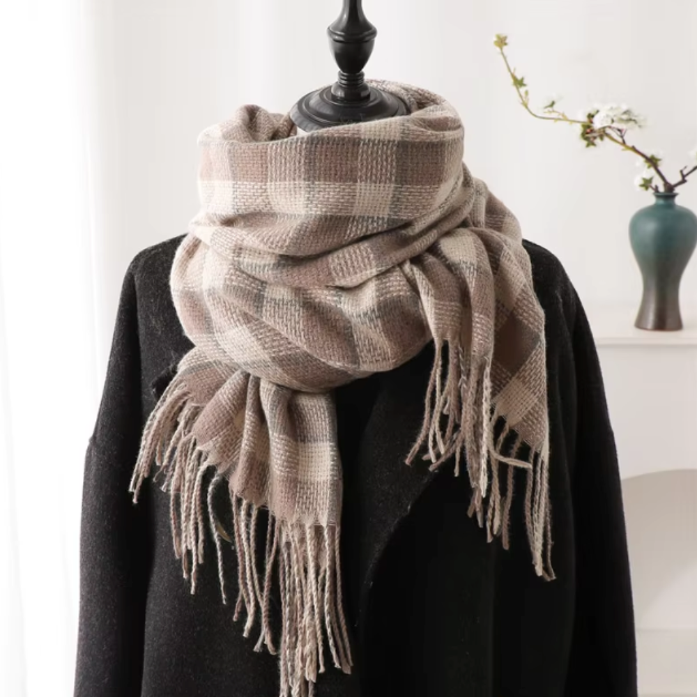 Warm And Soft Checkered Scarf