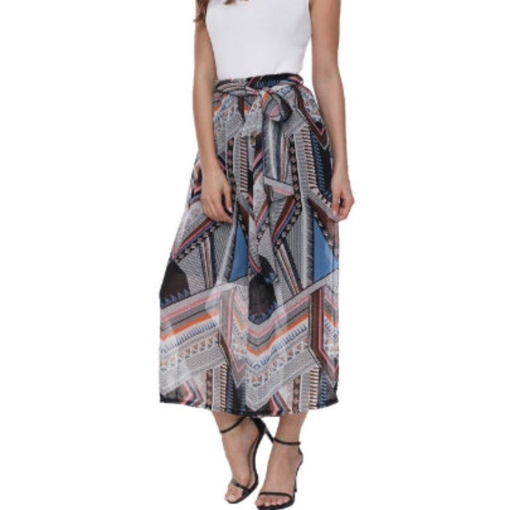 Pattern Flowy Wide Leg Pants