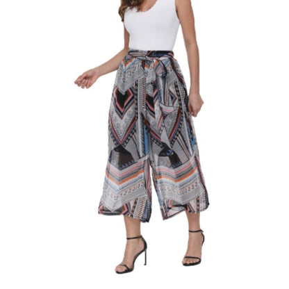 Pattern Flowy Wide Leg Pants