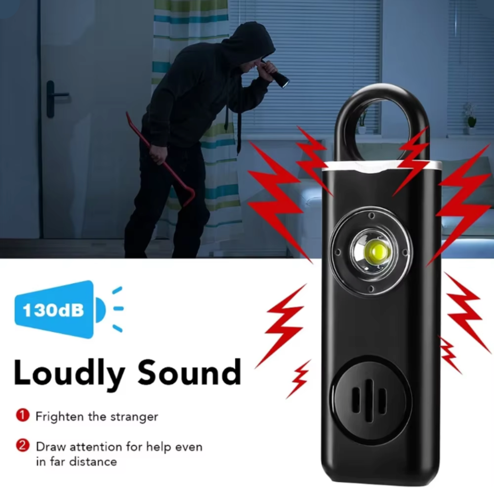 Rechargeable Personal Alarm Keychain with Flashlight