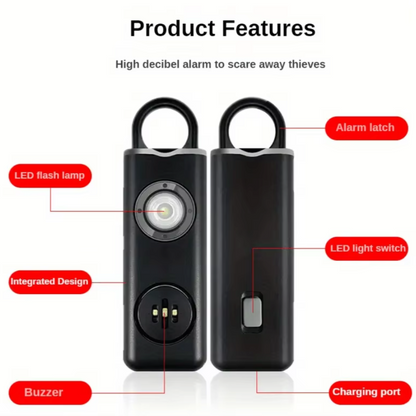 Rechargeable Personal Alarm Keychain with Flashlight