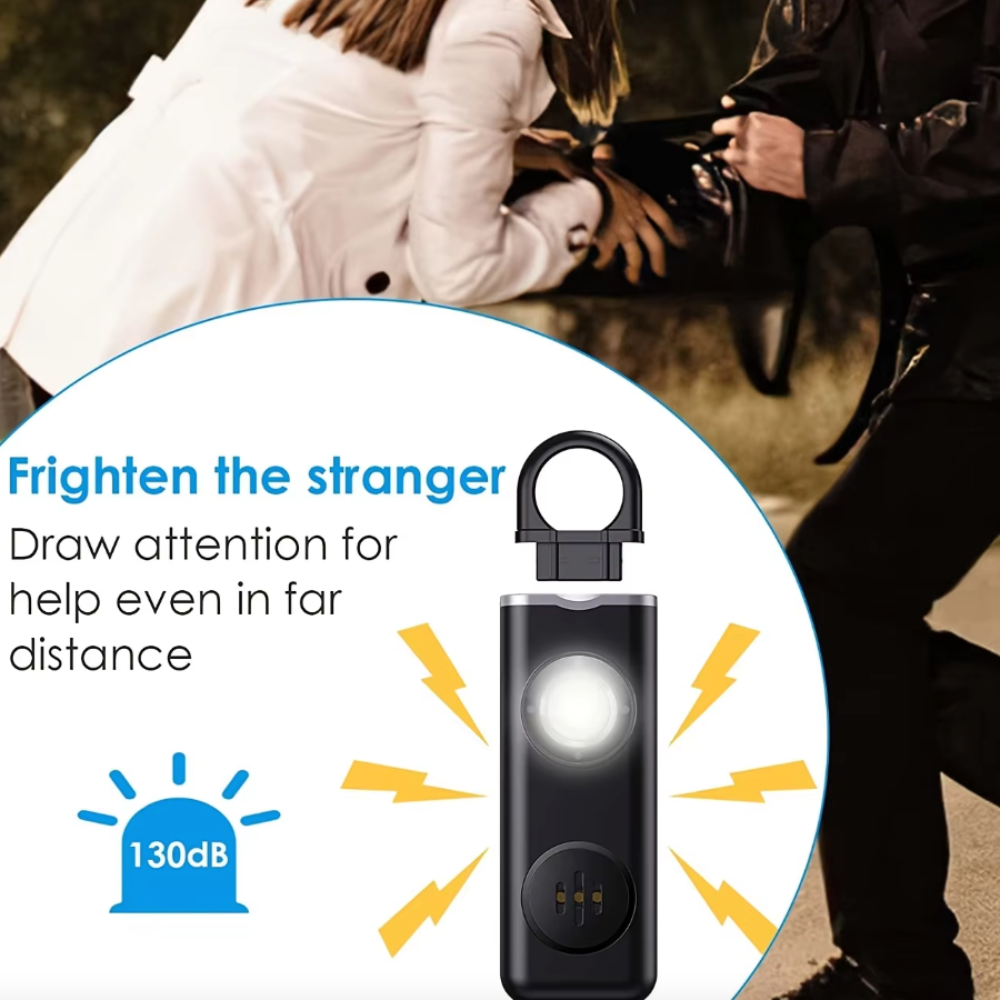 Rechargeable Personal Alarm Keychain with Flashlight