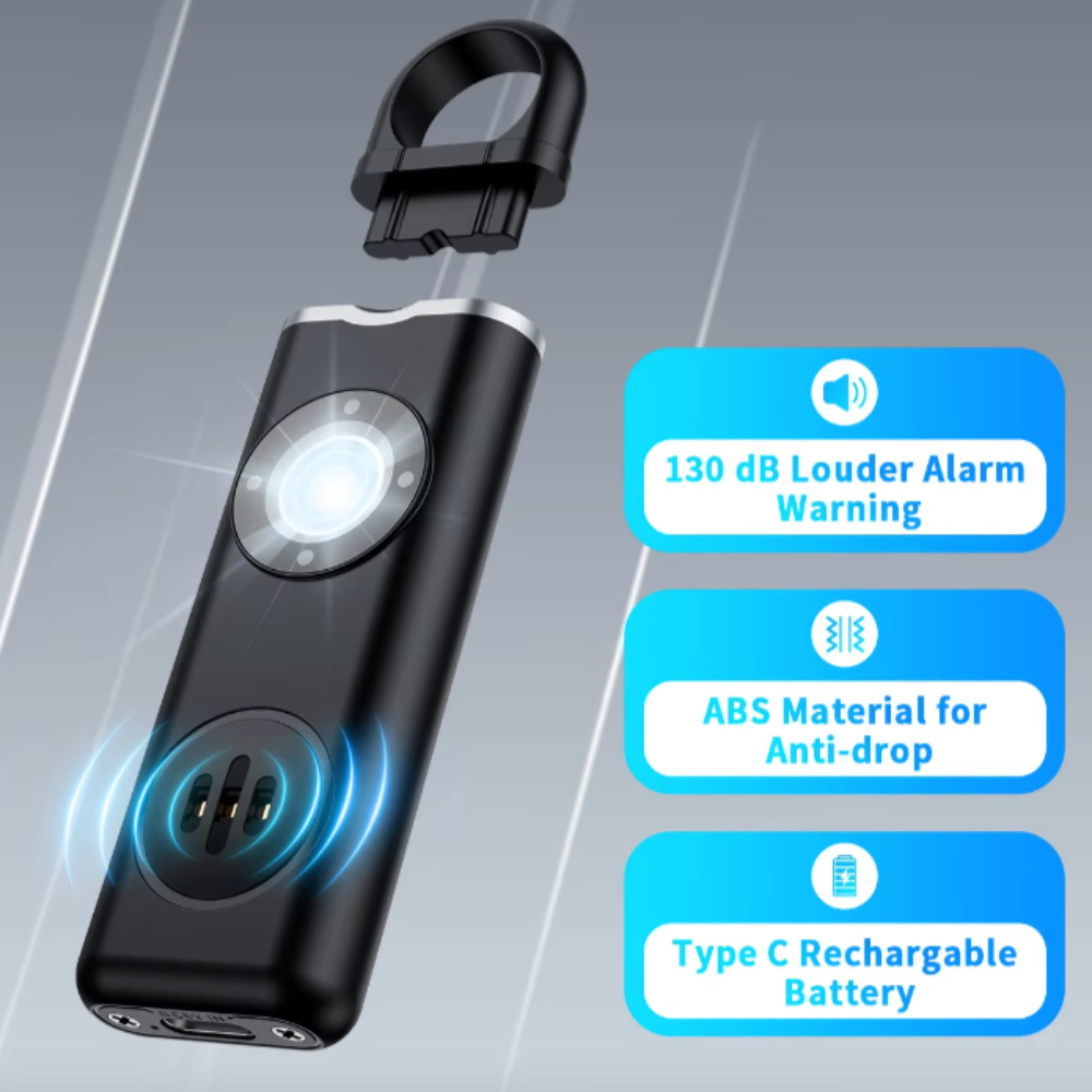 Rechargeable Personal Alarm Keychain with Flashlight