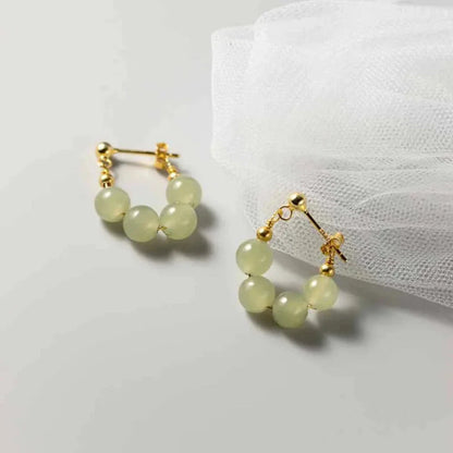 Jade Beaded Hoop Earrings