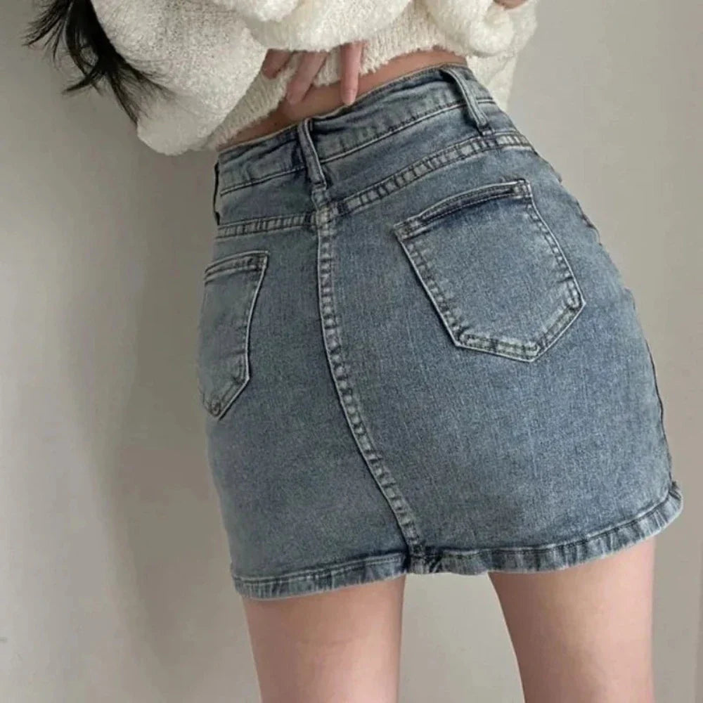 Womens Slim Fit Tight Hip Denim Skirt