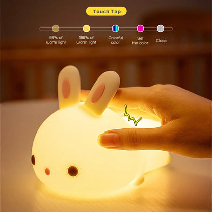 Touch Sensor 16 Colors LED Bunny Night Light