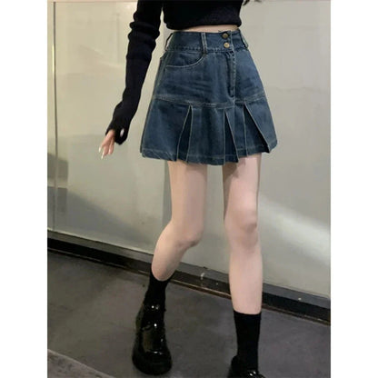 KPOP High Waisted Mini Denim Skirt