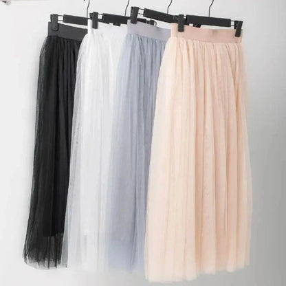 Summer 3 Layers Elastic High Waist Long Skirt