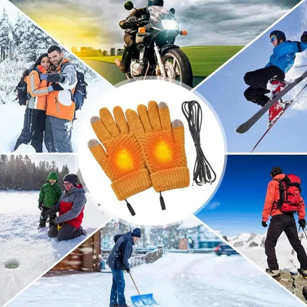 Women Heated Full Finger Touch Screen Gloves