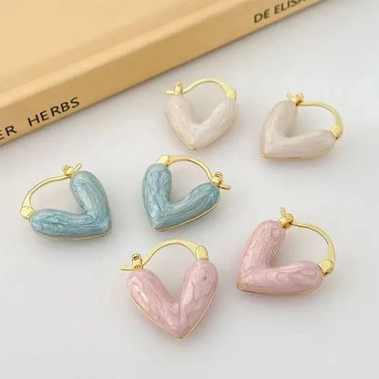 Heart Hoops Korean Fashion Earrings