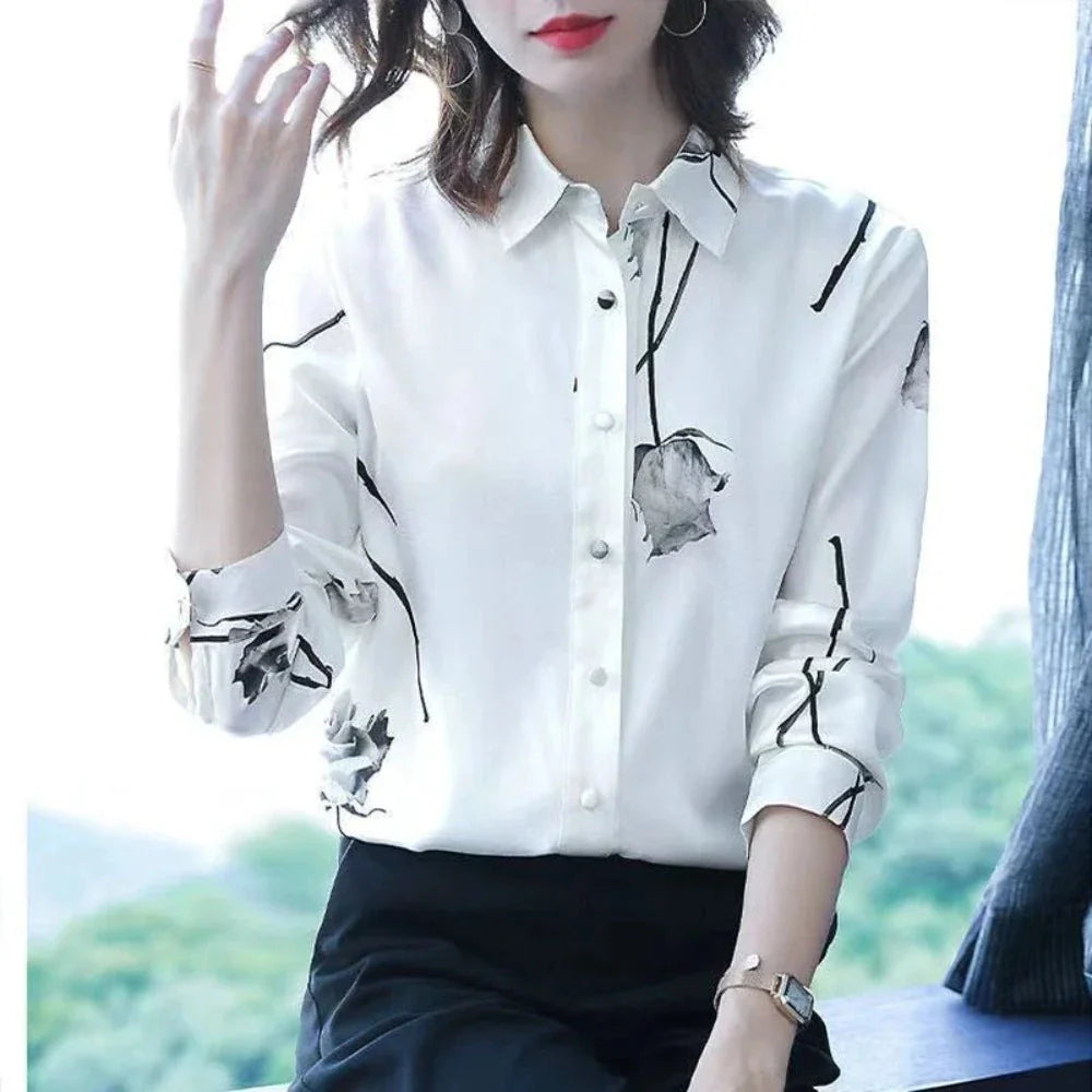 Womens Korean Theme Floral Shirt