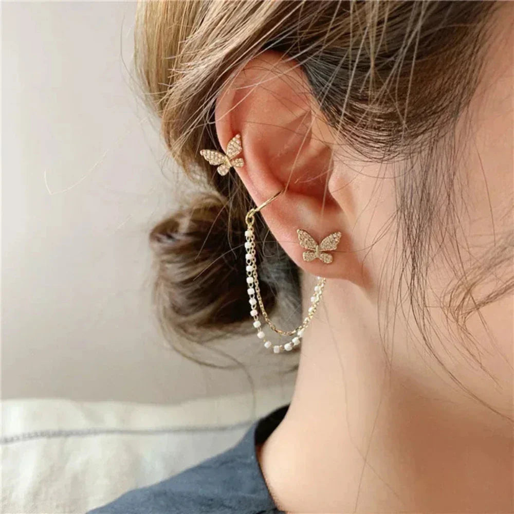 Pierce Drop Earring with Faux Cuff Clip