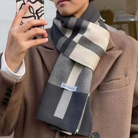 Mens Soft and Warm Plaid Scarf