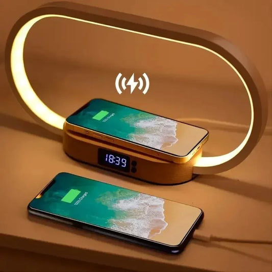 Wooden Wireless Charger LED Lamp Station