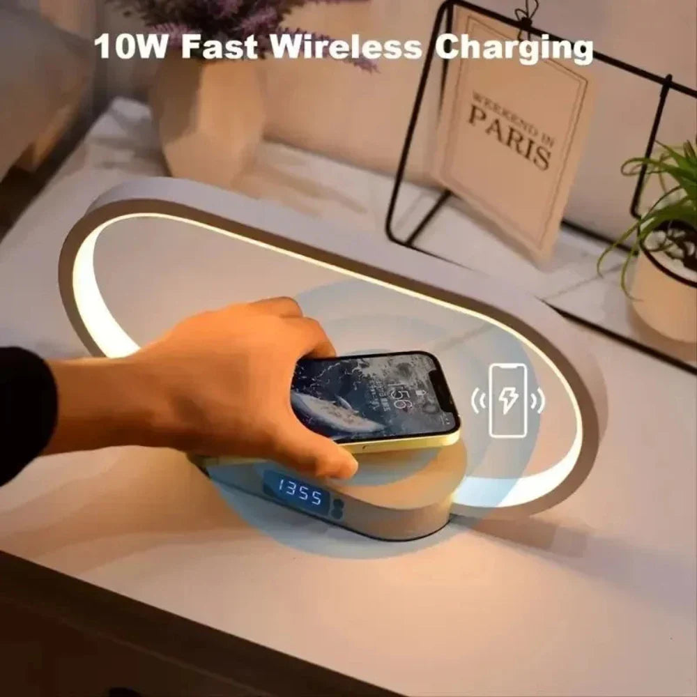 Wooden Wireless Charger LED Lamp Station