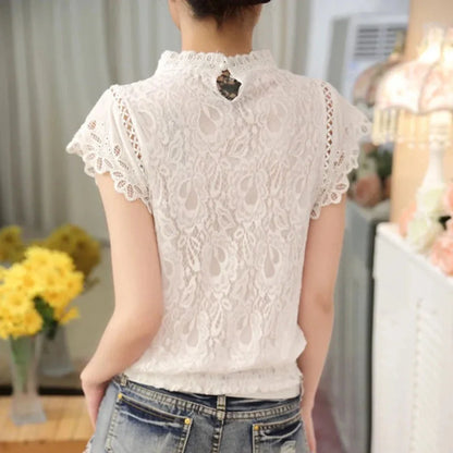 Womens Short Sleeve Lace Top