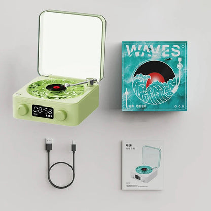 Retro Turntable Waves Theme Mini Bluetooth Speaker