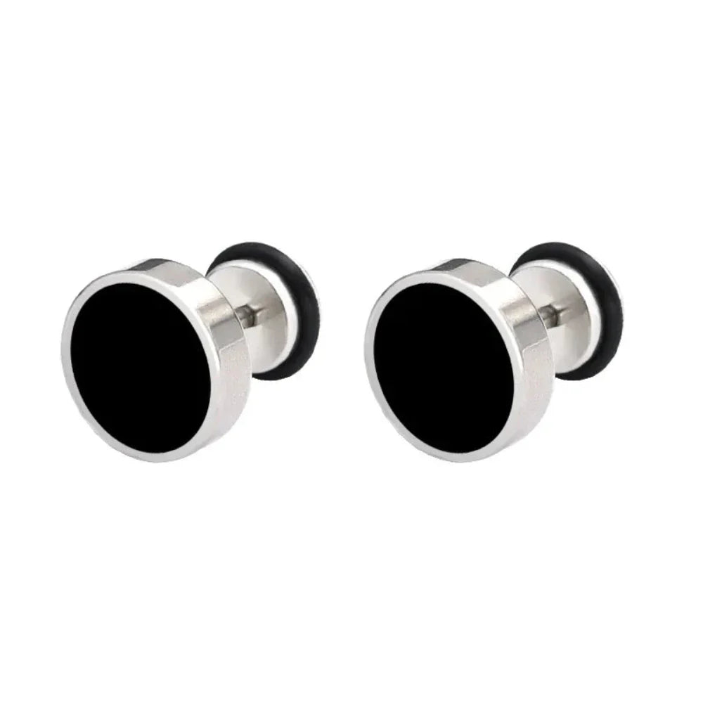 Unisex Black Stud Earrings