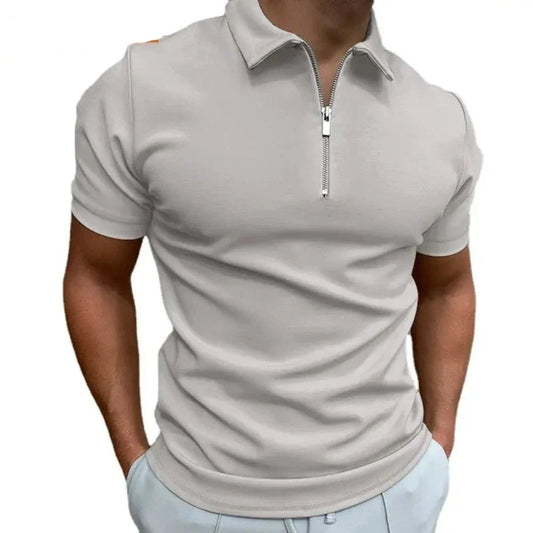 Mens Short Sleeve Zipper Polo Shirt