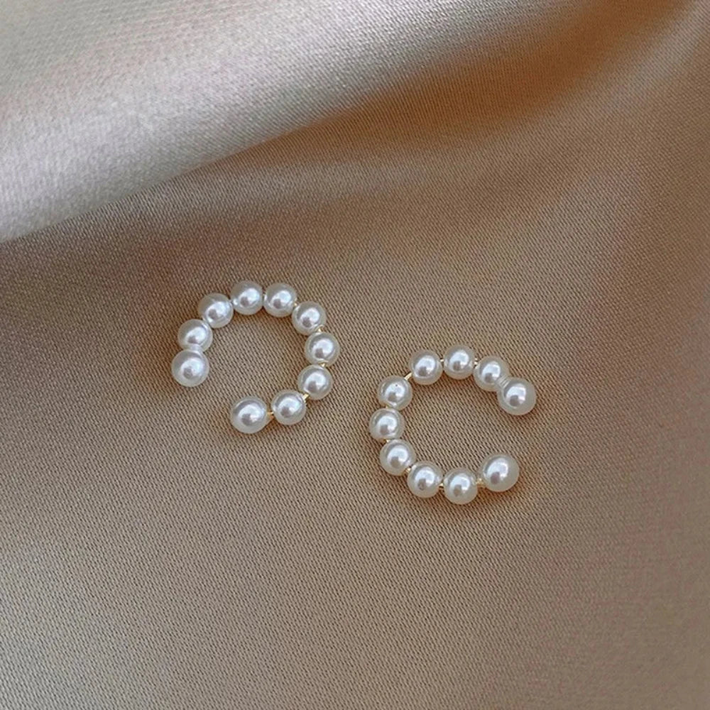 Pearl Beaded Cuff Clip Earrings