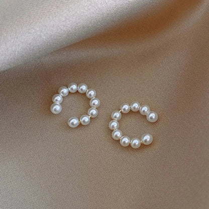 Pearl Beaded Cuff Clip Earrings