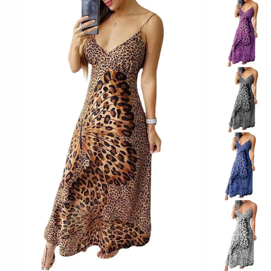 Womens Leopoard Print Sleeveless Dress