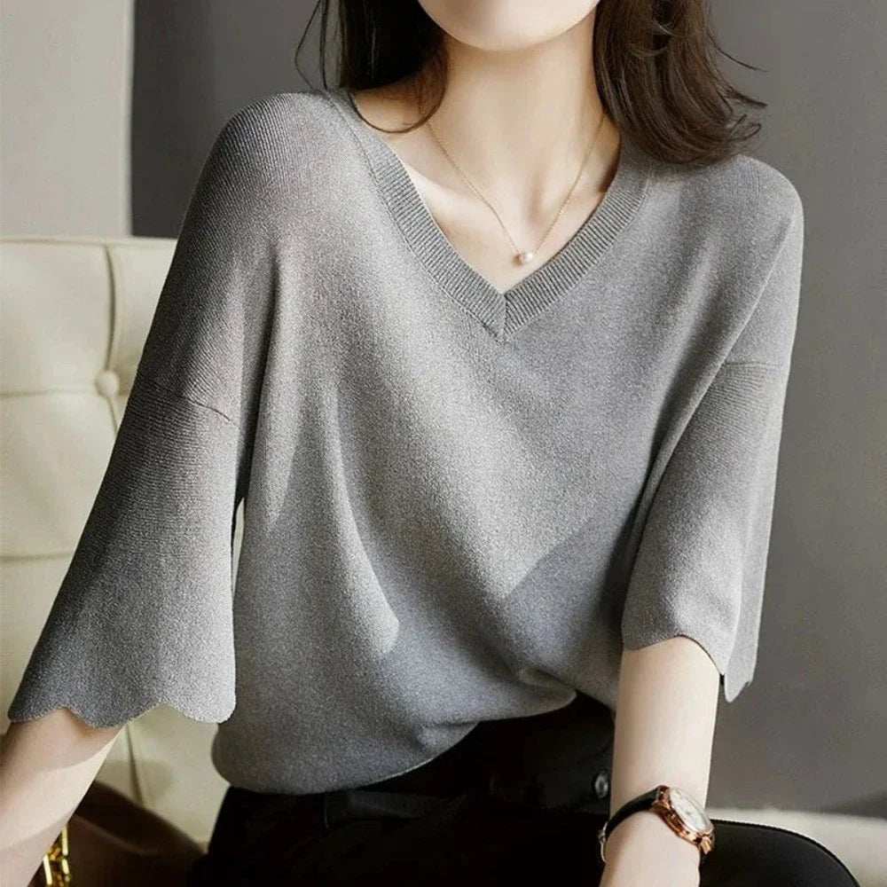 Womens Light Weighted Loose Fit Knitted Top