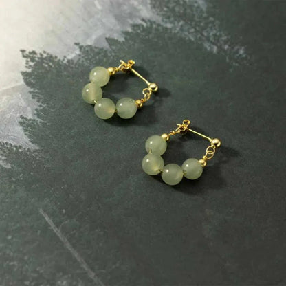 Jade Beaded Hoop Earrings