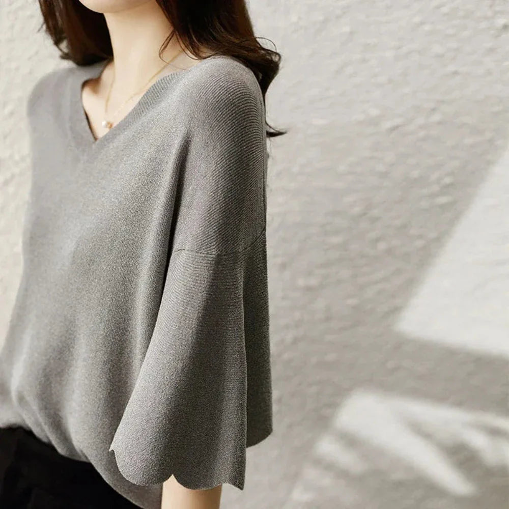 Womens Light Weighted Loose Fit Knitted Top