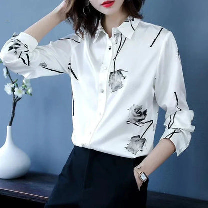 Womens Korean Theme Floral Shirt