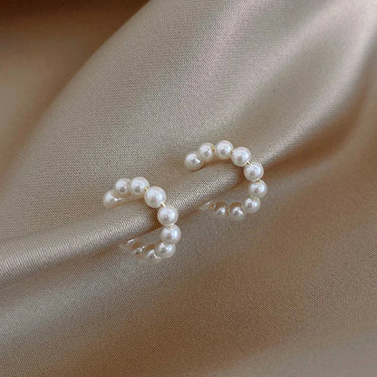 Pearl Beaded Cuff Clip Earrings