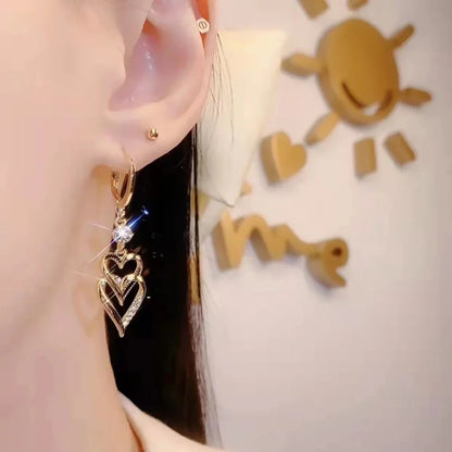 Double Heart Layer Dropped Earrings